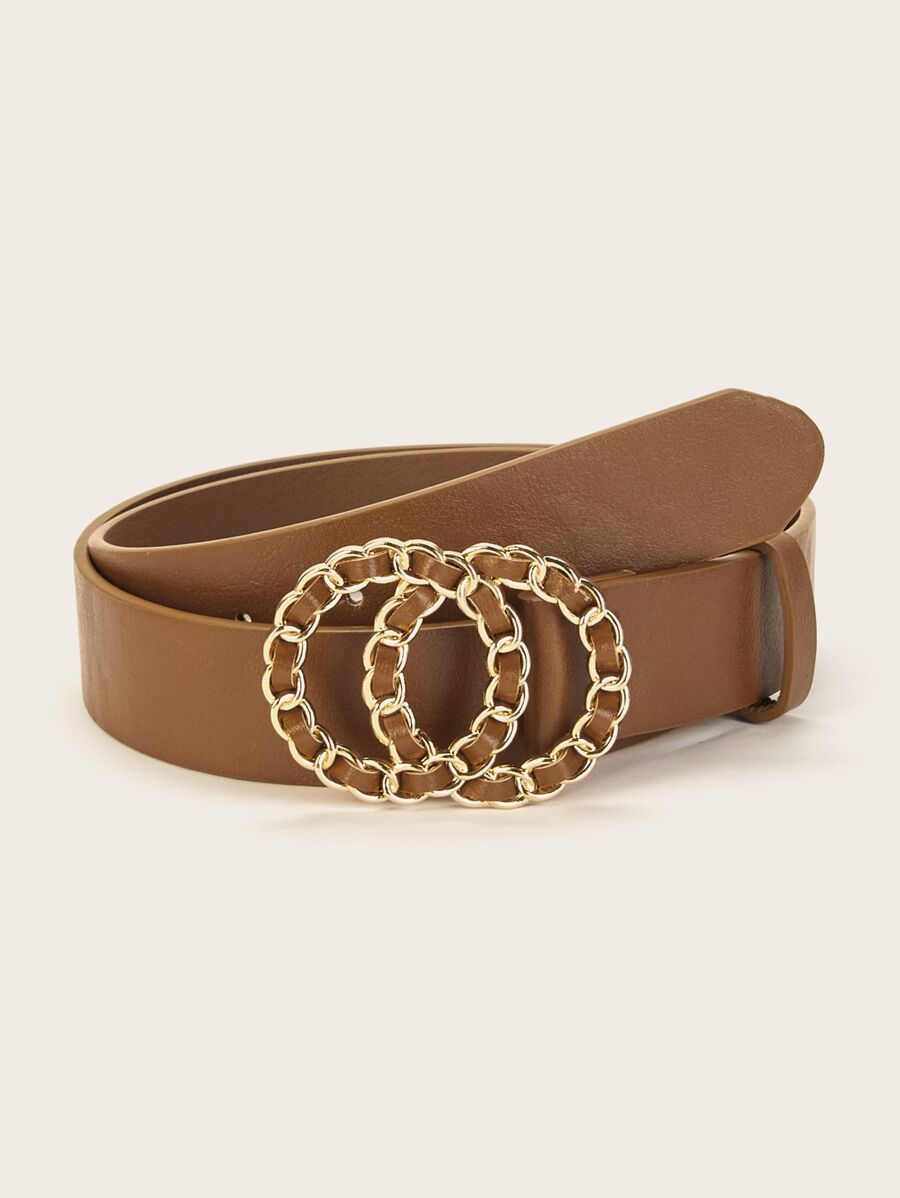 Double Chain Shaped Round Buckle Belt