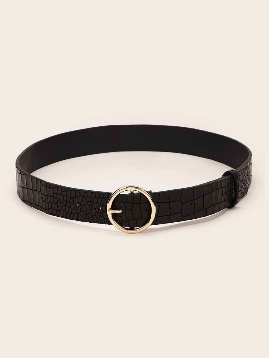 Croc Pattern O-ring Buckle Belt