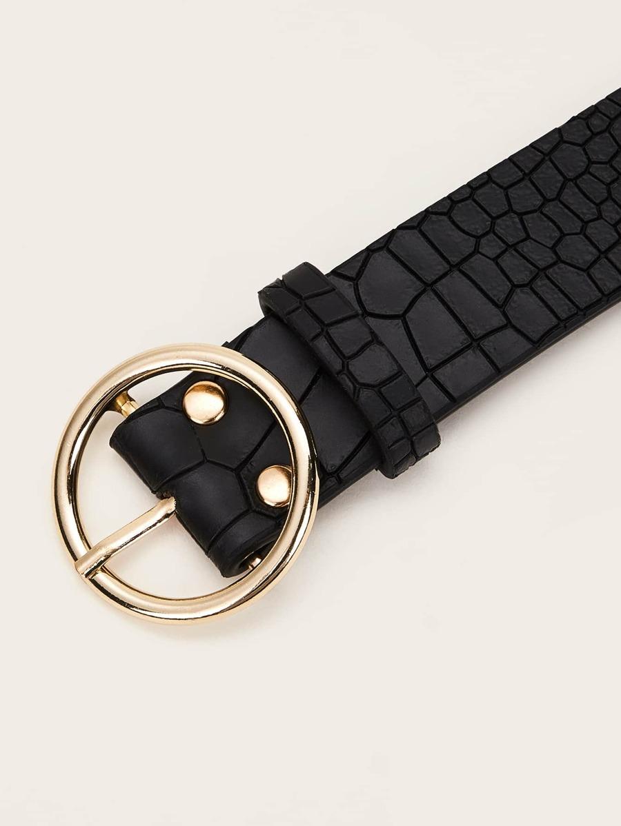 Croc Pattern O-ring Buckle Belt