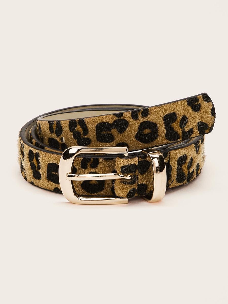 Leopard Pattern Metal Buckle Belt