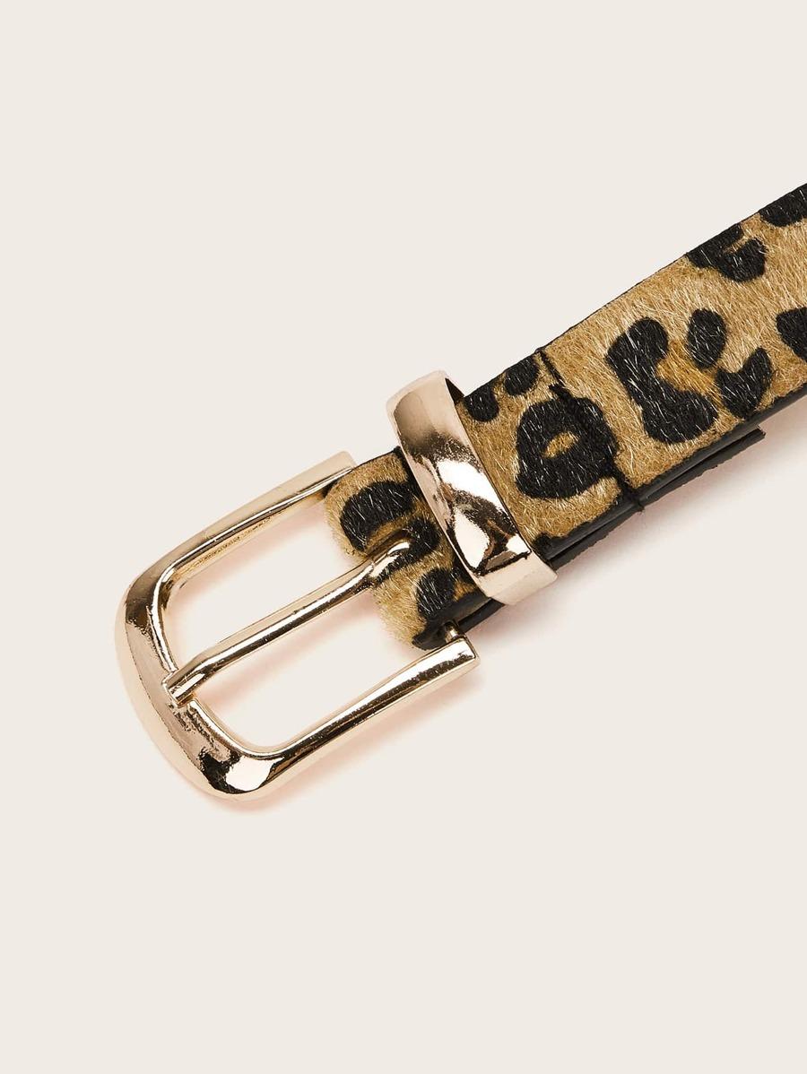 Leopard Pattern Metal Buckle Belt