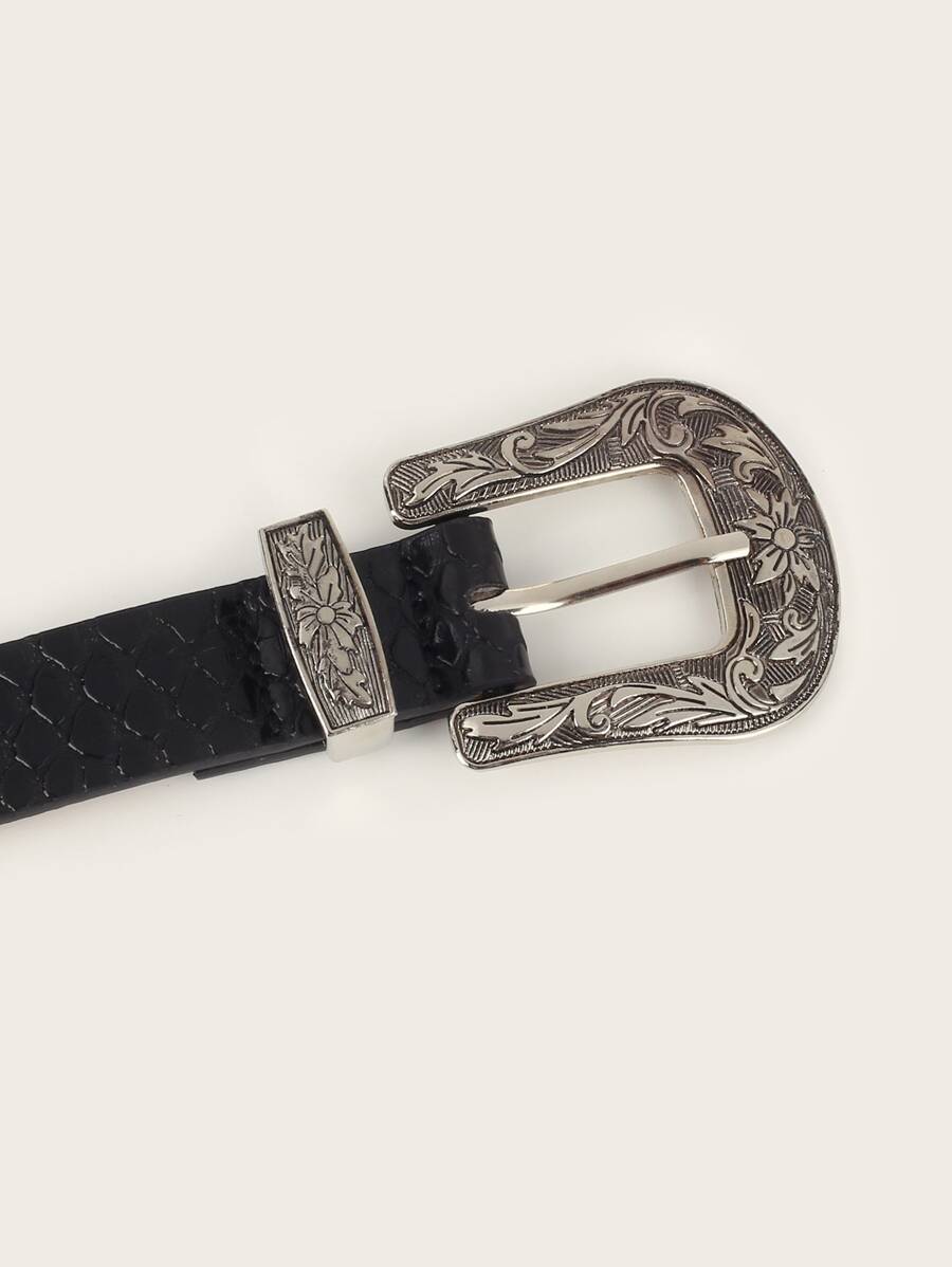 Croc Pattern Western Buckle Belt