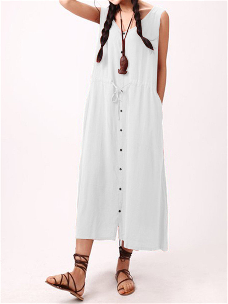 Summer Sleeveless Cocktail Beach Loose Dress